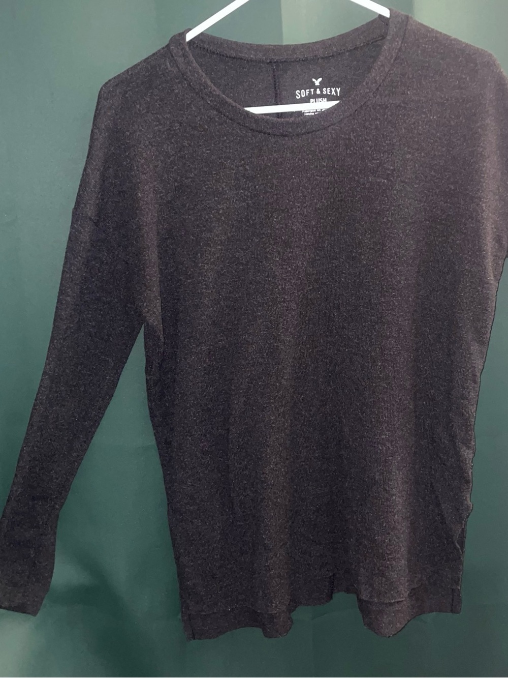 Soft slim plush long sleeve grey American Eagle